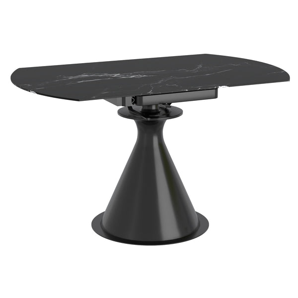 Worldwide Home Furnishings Calisto-extension Dining Table – Transformative Design With Durable Sintered Stone & Marble Finish Black,Black Sintered Stone,Metal 201-110bk