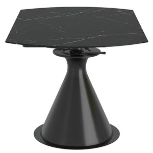 Worldwide Home Furnishings Calisto-extension Dining Table – Transformative Design With Durable Sintered Stone & Marble Finish Black,Black Sintered Stone,Metal 201-110bk