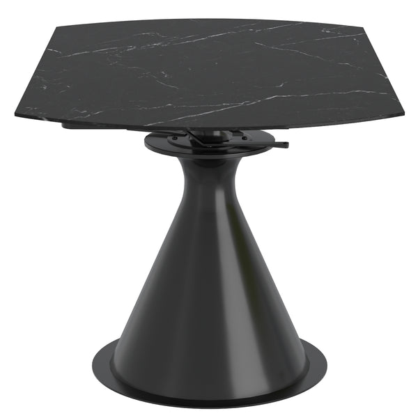 Worldwide Home Furnishings Calisto-extension Dining Table – Transformative Design With Durable Sintered Stone & Marble Finish Black,Black Sintered Stone,Metal 201-110bk