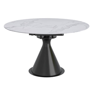Worldwide Home Furnishings Calisto-extension Dining Table – Transformative Design With Durable Sintered Stone & Marble Finish White,Black Sintered Stone,Metal 201-110wt