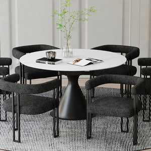 Worldwide Home Furnishings Calisto-extension Dining Table – Transformative Design With Durable Sintered Stone & Marble Finish White,Black Sintered Stone,Metal 201-110wt