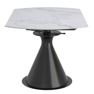 Worldwide Home Furnishings Calisto-extension Dining Table – Transformative Design With Durable Sintered Stone & Marble Finish White,Black Sintered Stone,Metal 201-110wt