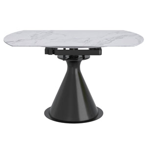 Worldwide Home Furnishings Calisto-extension Dining Table – Transformative Design With Durable Sintered Stone & Marble Finish White,Black Sintered Stone,Metal 201-110wt