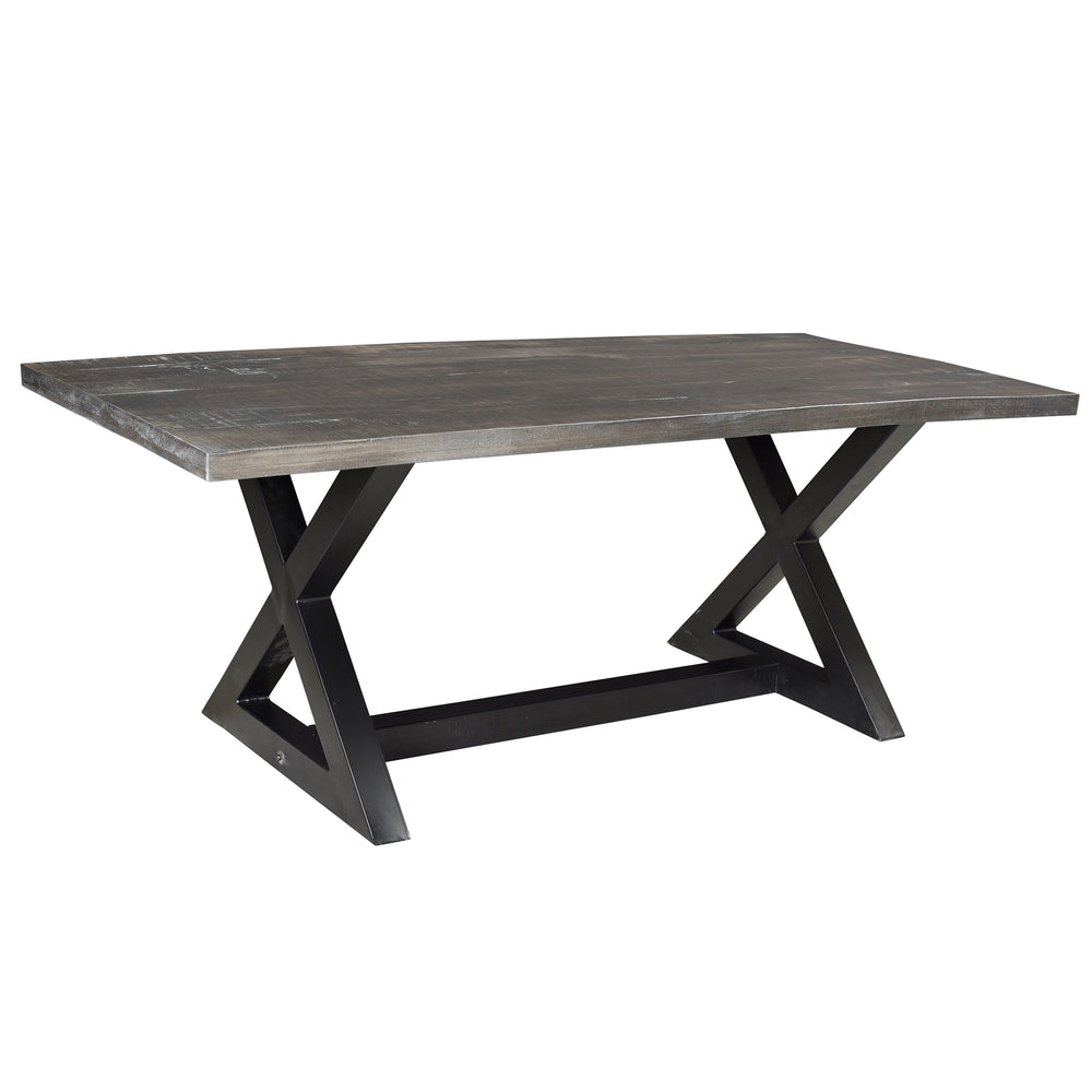 Worldwide Home Furnishings Zax-dining Table - Distressed Grey Elegance For Timeless Gatherings And Memorable Meals At Home Distressed Grey,Black Solid Wood,Metal 201-147dg
