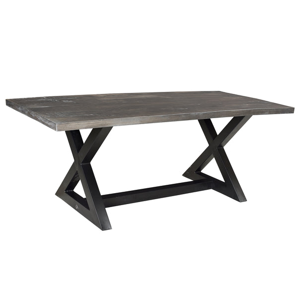 Worldwide Home Furnishings Zax-dining Table - Distressed Grey Elegance For Timeless Gatherings And Memorable Meals At Home Distressed Grey,Black Solid Wood,Metal 201-147dg