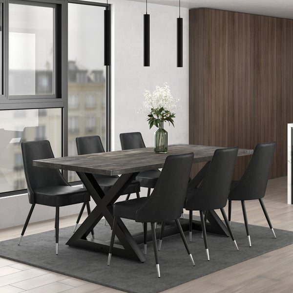 Worldwide Home Furnishings Zax-dining Table - Distressed Grey Elegance For Timeless Gatherings And Memorable Meals At Home Distressed Grey,Black Solid Wood,Metal 201-147dg