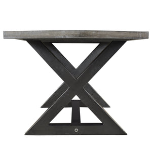Worldwide Home Furnishings Zax-dining Table - Distressed Grey Elegance For Timeless Gatherings And Memorable Meals At Home Distressed Grey,Black Solid Wood,Metal 201-147dg