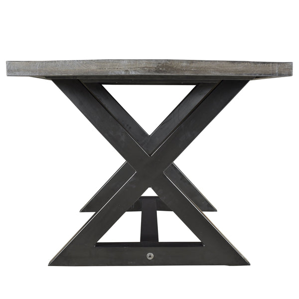 Worldwide Home Furnishings Zax-dining Table - Distressed Grey Elegance For Timeless Gatherings And Memorable Meals At Home Distressed Grey,Black Solid Wood,Metal 201-147dg