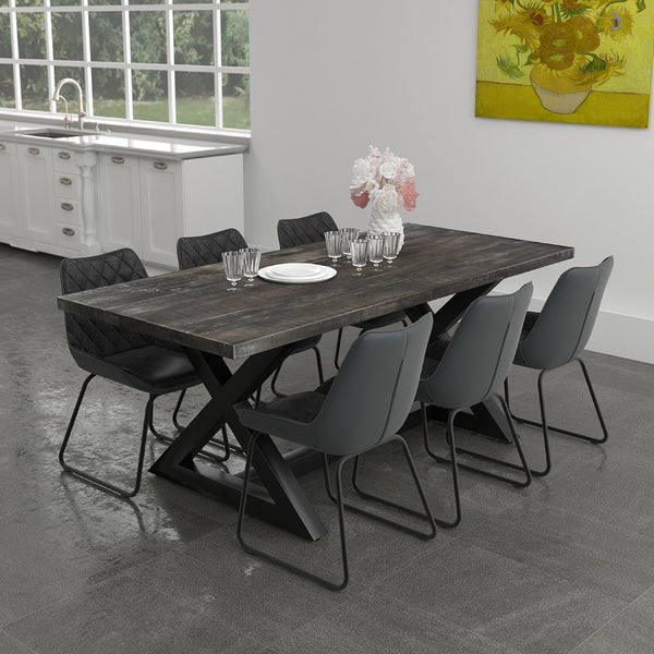 Worldwide Home Furnishings Zax-dining Table - Distressed Grey Elegance For Timeless Gatherings And Memorable Meals At Home Distressed Grey,Black Solid Wood,Metal 201-147dg