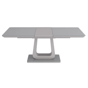 Worldwide Home Furnishings Corvus-extension Dining Table - Stylish Warm Grey With Easy Extension & Modern Pedestal Base Warm Grey Engineered Wood,Glass 201-159wgy