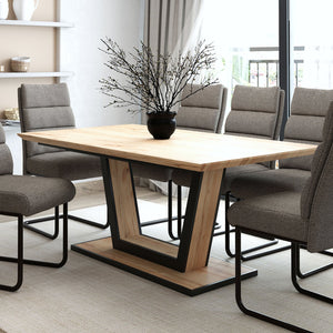 Worldwide Home Furnishings Forna-extension Dining Table - Stylish Natural Wood With Easy One-hand Mechanism For Extra Guests Natural,Black Engineered Wood,Metal 201-161nat