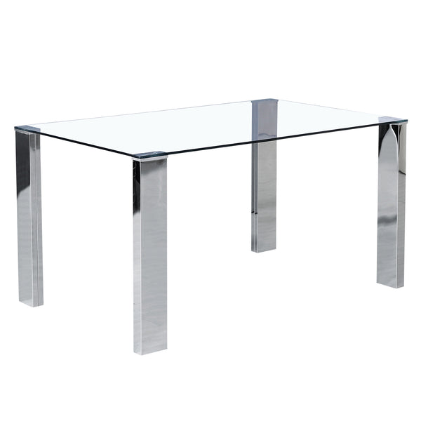 Worldwide Home Furnishings Frankfurt-dining Table - Sleek Glass Top & Chrome Finish For Contemporary Open Concept Spaces Stainless Steel Engineered Wood,Metal,Glass 201-165