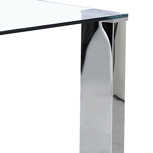 Worldwide Home Furnishings Frankfurt-dining Table - Sleek Glass Top & Chrome Finish For Contemporary Open Concept Spaces Stainless Steel Engineered Wood,Metal,Glass 201-165
