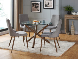 Worldwide Home Furnishings Rocca-dining Table - 40" Round Walnut & Glass - Contemporary Design For Stylish Dining Spaces Walnut Metal,Glass 201-264-40