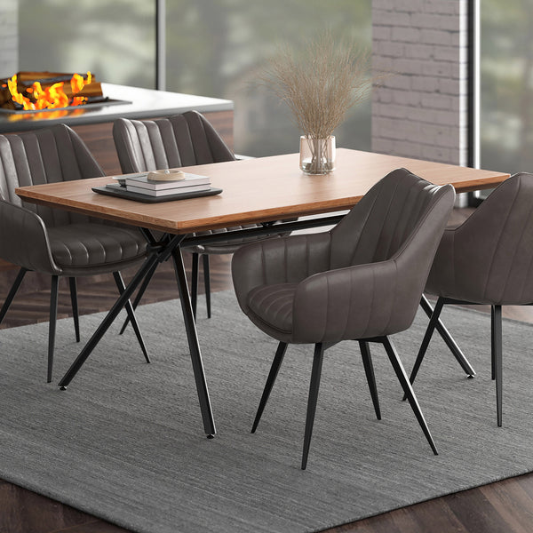 Worldwide Home Furnishings Bronx-dining Table - Stylish Natural Wood Top With Black Metal Base For Modern Casual Dining Spaces Natural Engineered Wood,Metal 201-267nat