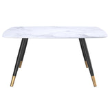 !nspire Emery Rect. Dining Table White White Faux Marble/Black Mdf/Metal