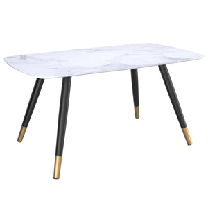 !nspire Emery Rect. Dining Table White White Faux Marble/Black Mdf/Metal