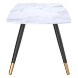 !nspire Emery Rect. Dining Table White White Faux Marble/Black Mdf/Metal