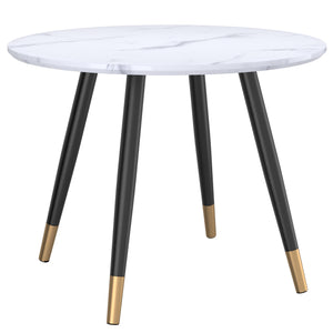 !nspire Emery Round Dining Table White White Faux Marble/Black Mdf/Metal