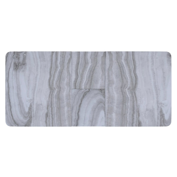 Worldwide Home Furnishings Gavin-extension Modern Dining Table With Marble-look Glass Top & Self-storing Extension For 8+ Guests Black,Faux Marble Glass,Metal,Engineered Wood 201-360bk