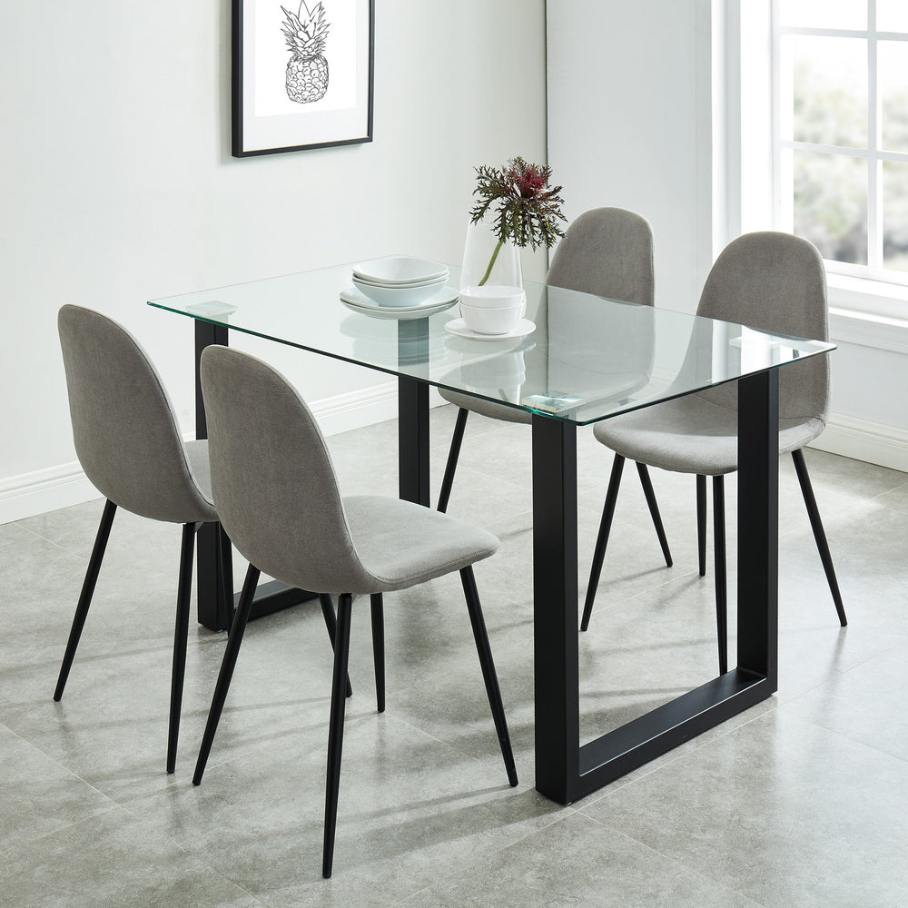 Worldwide Home Furnishings Franco-dining Table - Modern Minimalist Design With Clear Glass Top & Sleek Black Frame For Any Space Black Metal,Glass 201-454bk