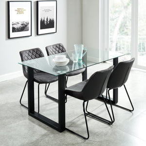 Worldwide Home Furnishings Franco-dining Table - Modern Minimalist Design With Clear Glass Top & Sleek Black Frame For Any Space Black Metal,Glass 201-454bk