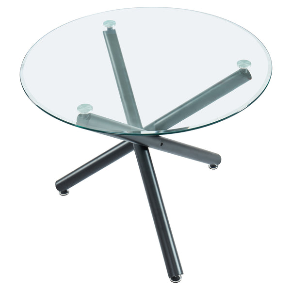 Worldwide Home Furnishings Suzette-dining Table, 40" Round Glass Top With Black Metal Legs – Perfect For Small Space Dining! Black Metal,Glass 201-476-40