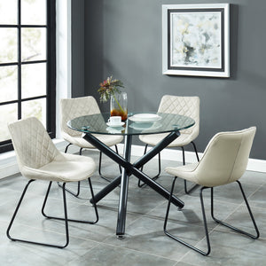 Worldwide Home Furnishings Suzette-dining Table, 40" Round Glass Top With Black Metal Legs – Perfect For Small Space Dining! Black Metal,Glass 201-476-40