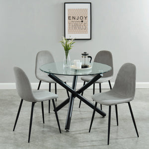 Worldwide Home Furnishings Suzette-dining Table, 40" Round Glass Top With Black Metal Legs – Perfect For Small Space Dining! Black Metal,Glass 201-476-40