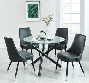 Worldwide Home Furnishings Suzette-dining Table, 40" Round Glass Top With Black Metal Legs – Perfect For Small Space Dining! Black Metal,Glass 201-476-40