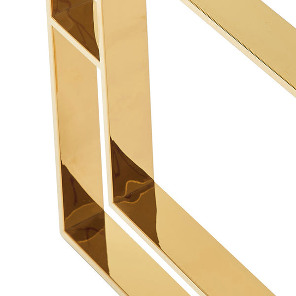 Worldwide Home Furnishings Eros-dining Table-gold: Contemporary Glass Top With Stunning Geometric Legs, Seats 6 Comfortably! Gold Metal,Glass 201-482gl