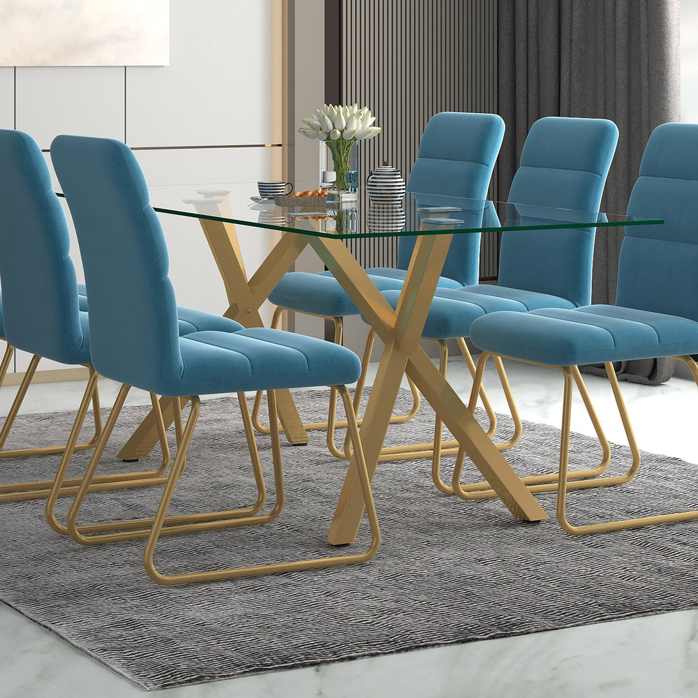 Worldwide Home Furnishings Stark-dining Table - Geometric Metal And Glass Design, Perfect For Stylish Meals And Gatherings Aged Gold Metal,Glass 201-535gl