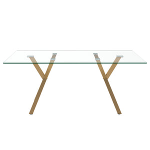 Worldwide Home Furnishings Stark-dining Table - Geometric Metal And Glass Design, Perfect For Stylish Meals And Gatherings Aged Gold Metal,Glass 201-535gl