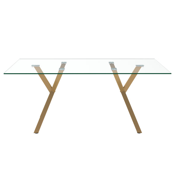 Worldwide Home Furnishings Stark-dining Table - Geometric Metal And Glass Design, Perfect For Stylish Meals And Gatherings Aged Gold Metal,Glass 201-535gl