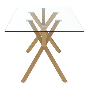 Worldwide Home Furnishings Stark-dining Table - Geometric Metal And Glass Design, Perfect For Stylish Meals And Gatherings Aged Gold Metal,Glass 201-535gl