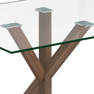 Worldwide Home Furnishings Stark-dining Table - Stylish Glass Top With Unique Geometric Metal Base For Modern Dining Spaces Walnut Metal,Glass 201-535wal
