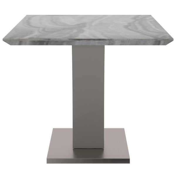 Worldwide Home Furnishings Napoli-dining Table - Modern Grey Marble-look With Geometric Base & Stainless Steel Accents For Style Light Grey Faux Marble,Stainless Steel 201-545gy