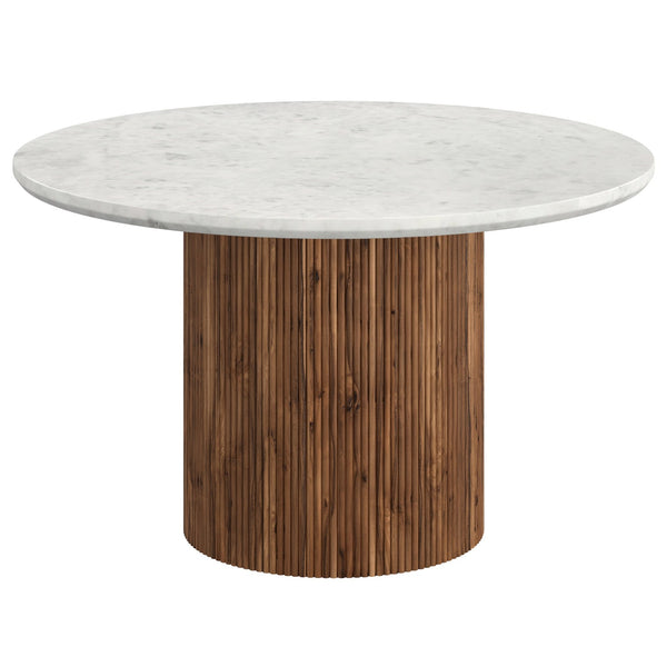 Worldwide Home Furnishings Jilsa-dining Table - Elegant Solid Mango Wood With Beveled Marble Top, Seats 6, Perfect For Any Space Walnut,White Solid Wood,Marble 201-551wal