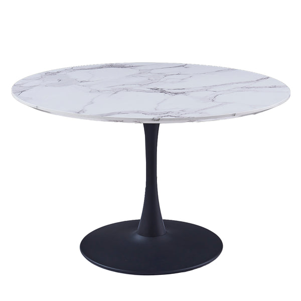Worldwide Home Furnishings Zilo-dining Table - Elegant Large Pedestal Design With Modern Faux Marble Top For Stylish Dining White Faux Marble,Black Engineered Wood,Laminated Veneer,Metal 201-671bk_L