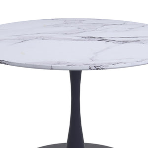 Worldwide Home Furnishings Zilo-dining Table - Elegant Large Pedestal Design With Modern Faux Marble Top For Stylish Dining White Faux Marble,Black Engineered Wood,Laminated Veneer,Metal 201-671bk_L