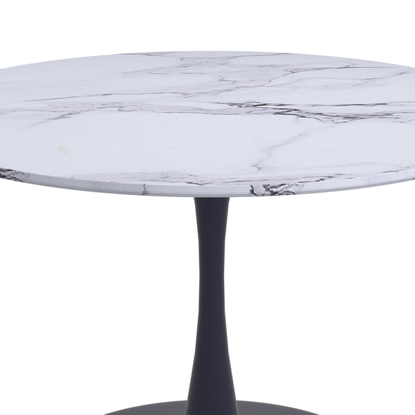 Worldwide Home Furnishings Zilo-dining Table - Elegant Large Pedestal Design With Modern Faux Marble Top For Stylish Dining White Faux Marble,Black Engineered Wood,Laminated Veneer,Metal 201-671bk_L