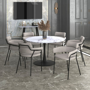 Worldwide Home Furnishings Zilo-dining Table - Elegant Large Pedestal Design With Modern Faux Marble Top For Stylish Dining White Faux Marble,Black Engineered Wood,Laminated Veneer,Metal 201-671bk_L