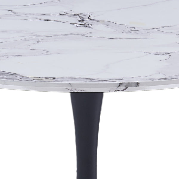 Worldwide Home Furnishings Zilo-dining Table - Stylish Mid-century Pedestal Design With Modern Faux Marble Top For 4 Seats White Faux Marble,Black Engineered Wood,Laminated Veneer,Metal 201-671bk_S