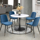 !nspire Zilo Dining Table White Faux Marble/Black Mdf/Metal