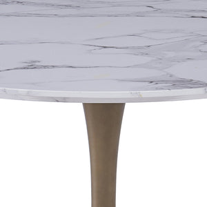 Worldwide Home Furnishings Zilo-dining Table - Elegant Large Pedestal Design With Modern Faux Marble Top For Stylish Dining White Faux Marble,Aged Gold Engineered Wood,Laminated Veneer,Metal 201-671gd_L