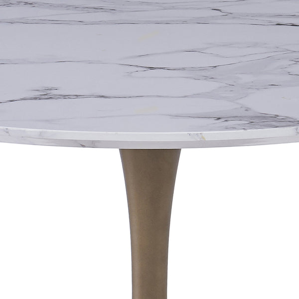 Worldwide Home Furnishings Zilo-dining Table - Elegant Large Pedestal Design With Modern Faux Marble Top For Stylish Dining White Faux Marble,Aged Gold Engineered Wood,Laminated Veneer,Metal 201-671gd_L