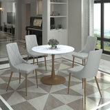 !nspire Zilo Dining Table White Faux Marble/Aged Gold Mdf/Metal