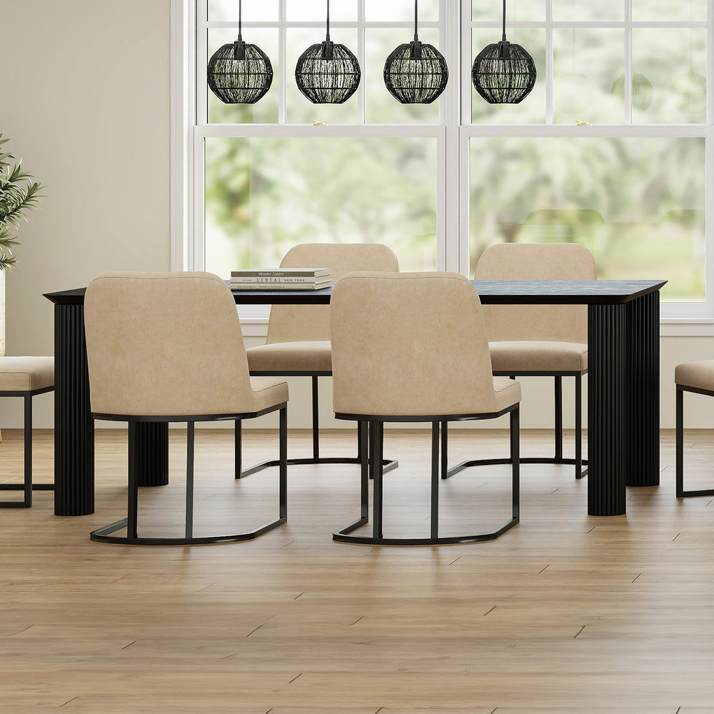 Worldwide Home Furnishings Sangra-79" Dining Table - Solid Mango Wood Construction With Chic Design And Sophisticated Texture Black Solid Wood 201-751blklg