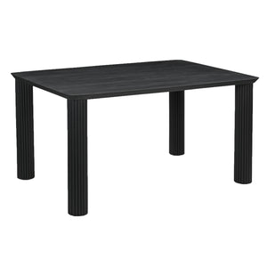 Worldwide Home Furnishings Sangra-59" Dining Table - Durable Mango Wood With Sophisticated Reeded Legs For Chic Spaces Black Solid Wood 201-751blksm