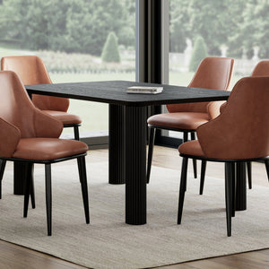 Worldwide Home Furnishings Sangra-59" Dining Table - Durable Mango Wood With Sophisticated Reeded Legs For Chic Spaces Black Solid Wood 201-751blksm